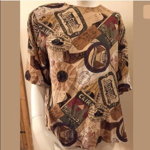 Nora Noh Vintage travel Cairo Silk Blouse Top 1X